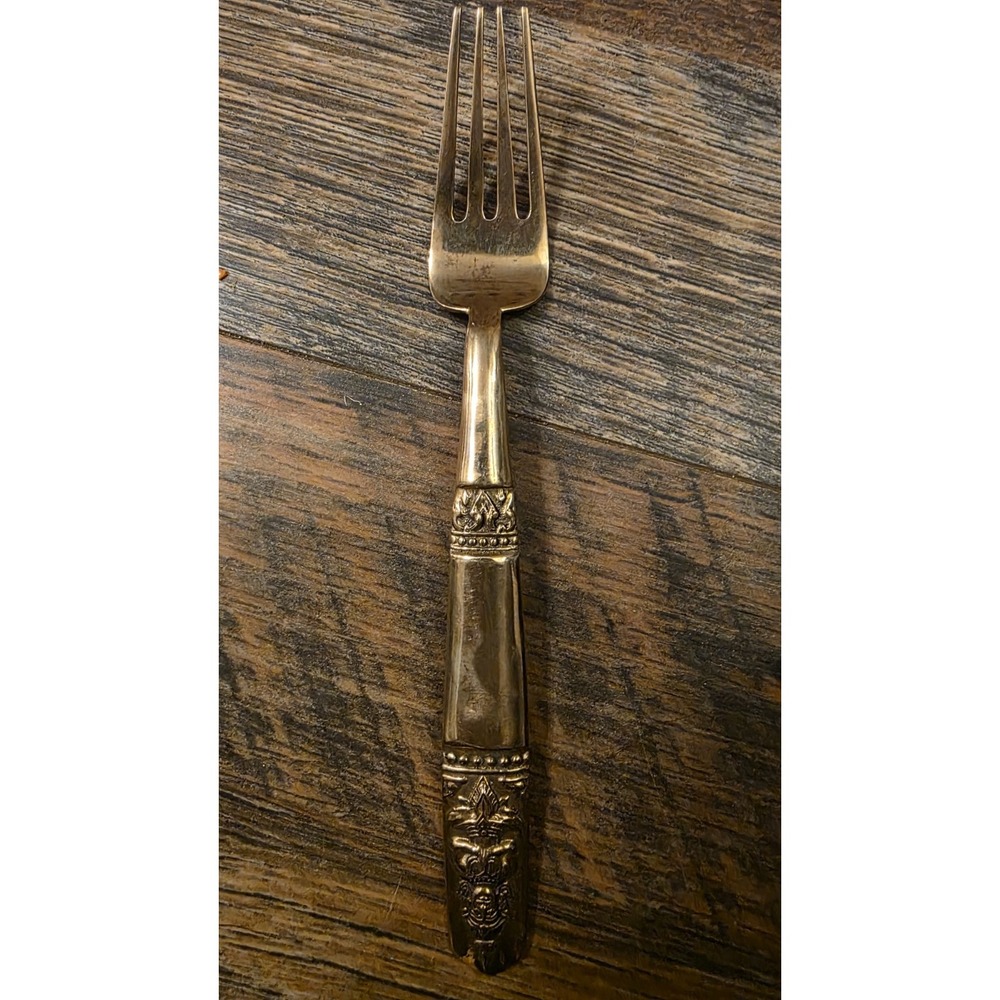 Vintage Thai Bronze Flatware Set Cutlery Brass Siam Buddha Spoons Forks 25 Piece - Picture 11 of 16